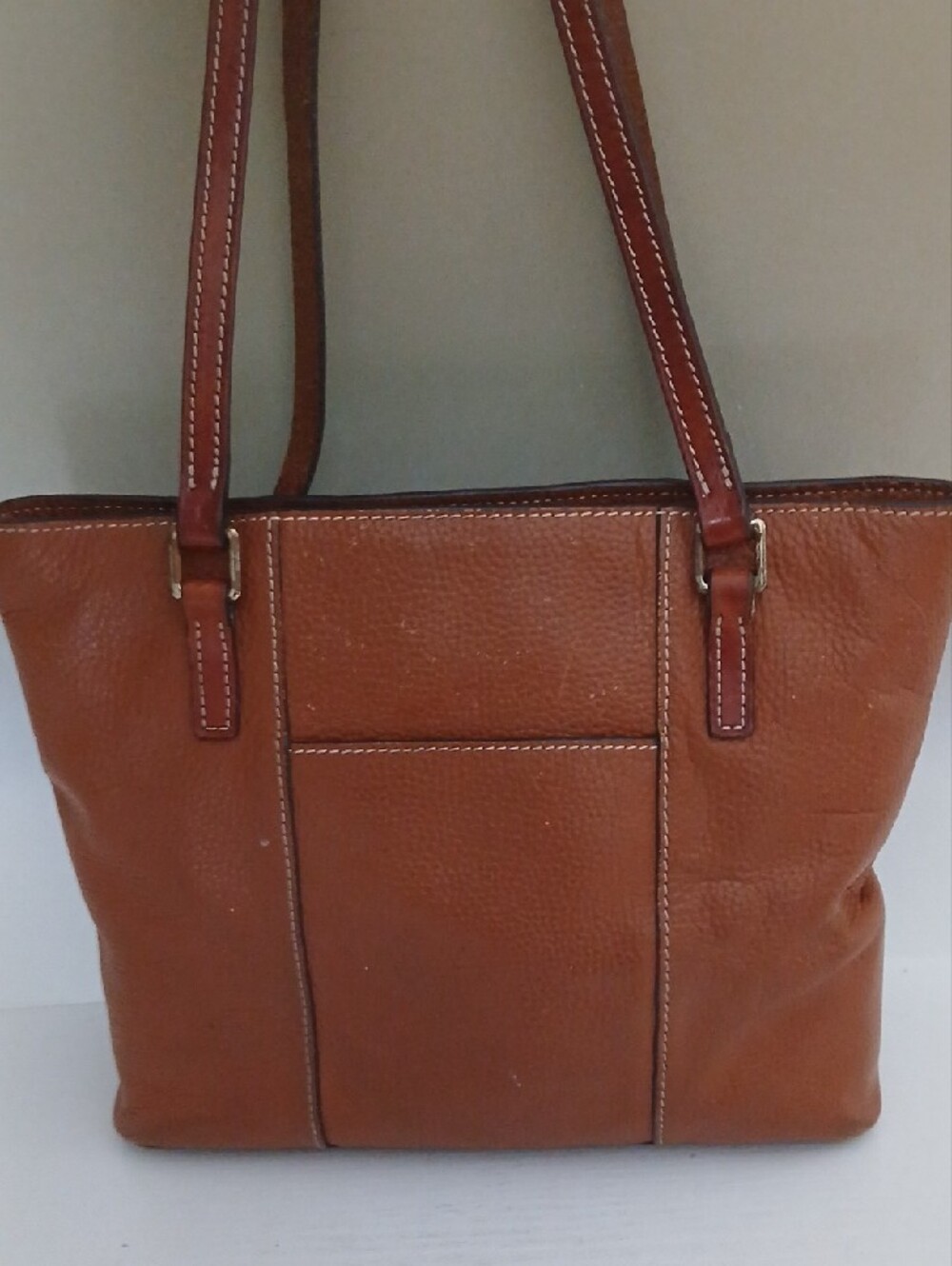 Dooney & Bourke Brown Pebbled Leather Tote with Front Pocket - Picture 2 of 9